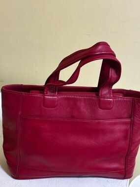 Giani Bernini Cherry Red Leather Tote with Double Handles